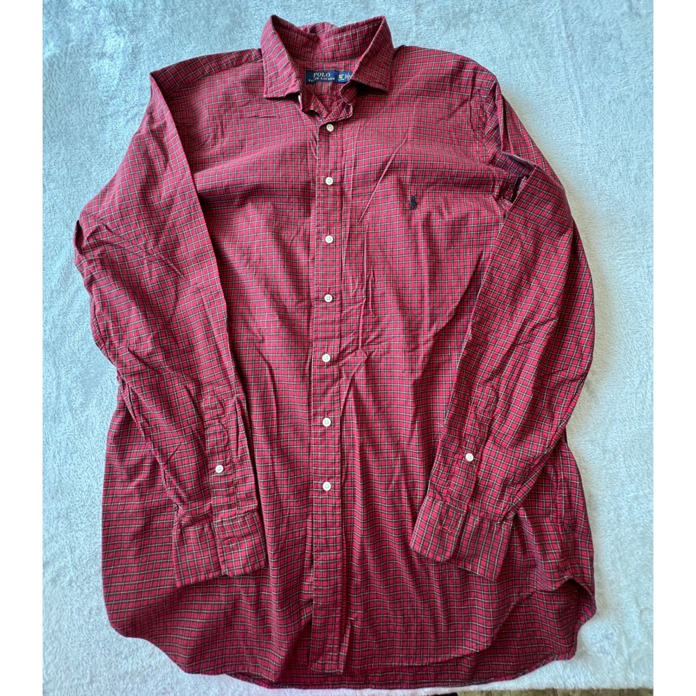 Polo Ralph Lauren Button Down Shirt Mens XLT Red Plaid Long Sleeve Tall